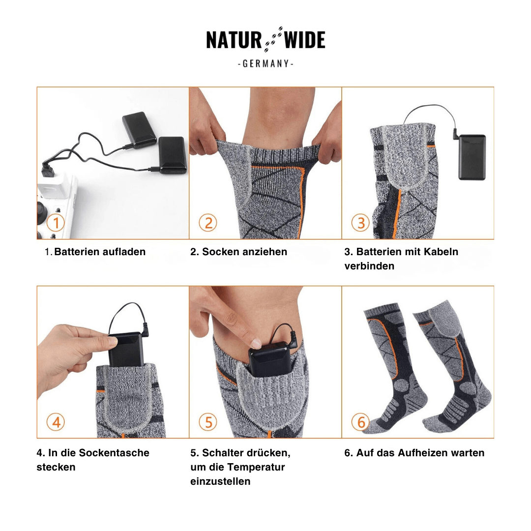 Beheizte Socken mit Akku (6000mAh) – Perfekt für Ski, Outdoor & Winter