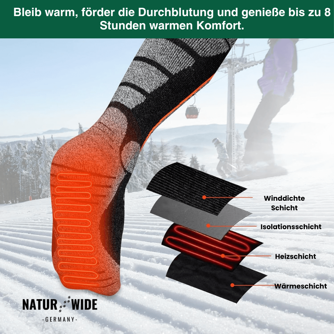 Beheizte Socken mit Akku (6000mAh) – Perfekt für Ski, Outdoor & Winter