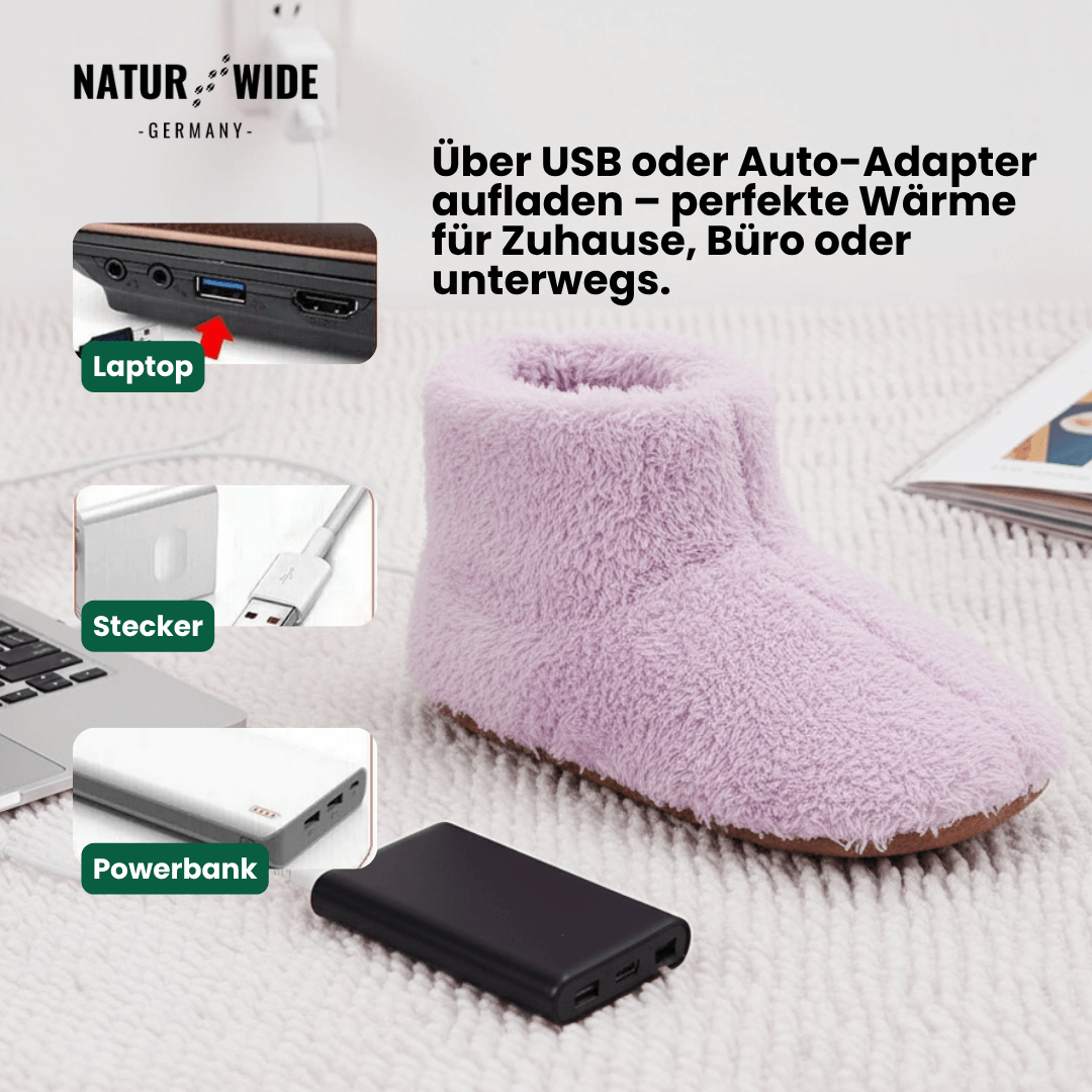 Beheizte USB-Hausschuhe – Wiederaufladbare, waschbare Fußwärmer für Damen & Herren