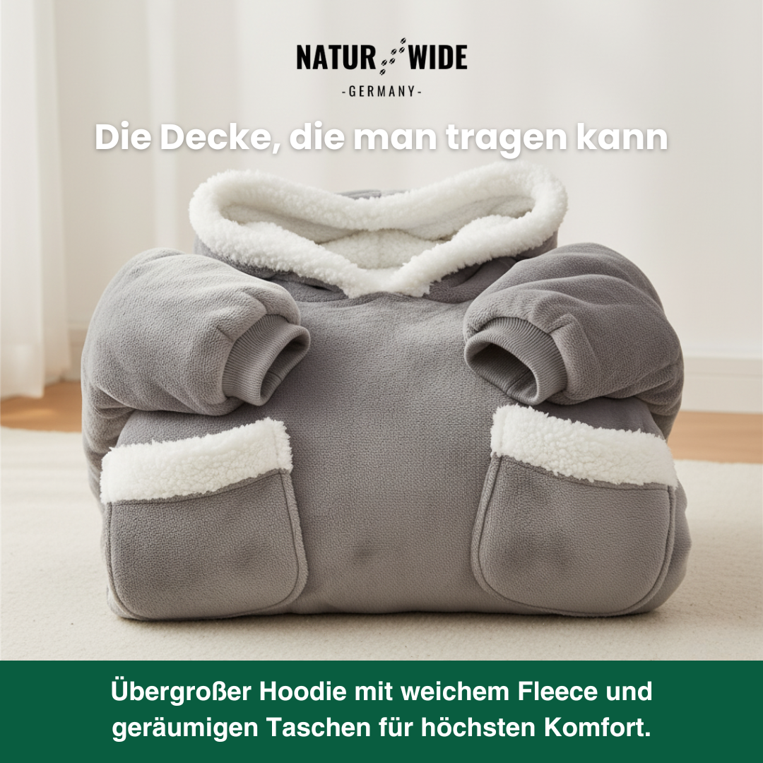 Oversize Flanell-Deckenhoodie – Tragbare Kuscheldecke mit Ärmeln & Kapuze