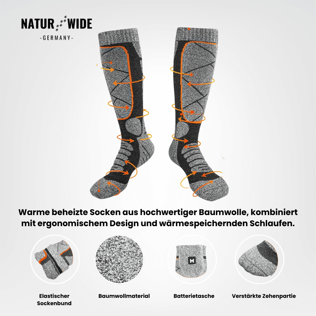 Beheizte Socken mit Akku (6000mAh) – Perfekt für Ski, Outdoor & Winter