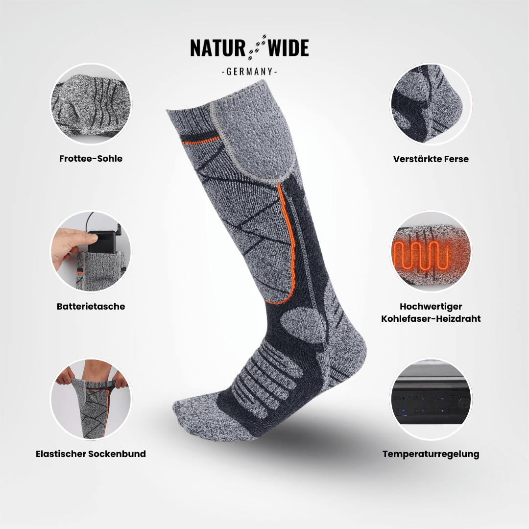 Beheizte Socken mit Akku (6000mAh) – Perfekt für Ski, Outdoor & Winter