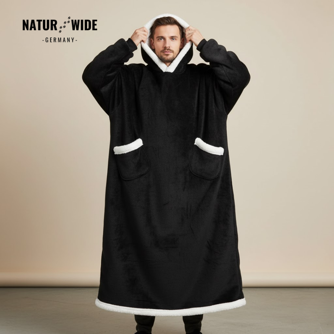 Oversize Flanell-Deckenhoodie – Tragbare Kuscheldecke mit Ärmeln & Kapuze