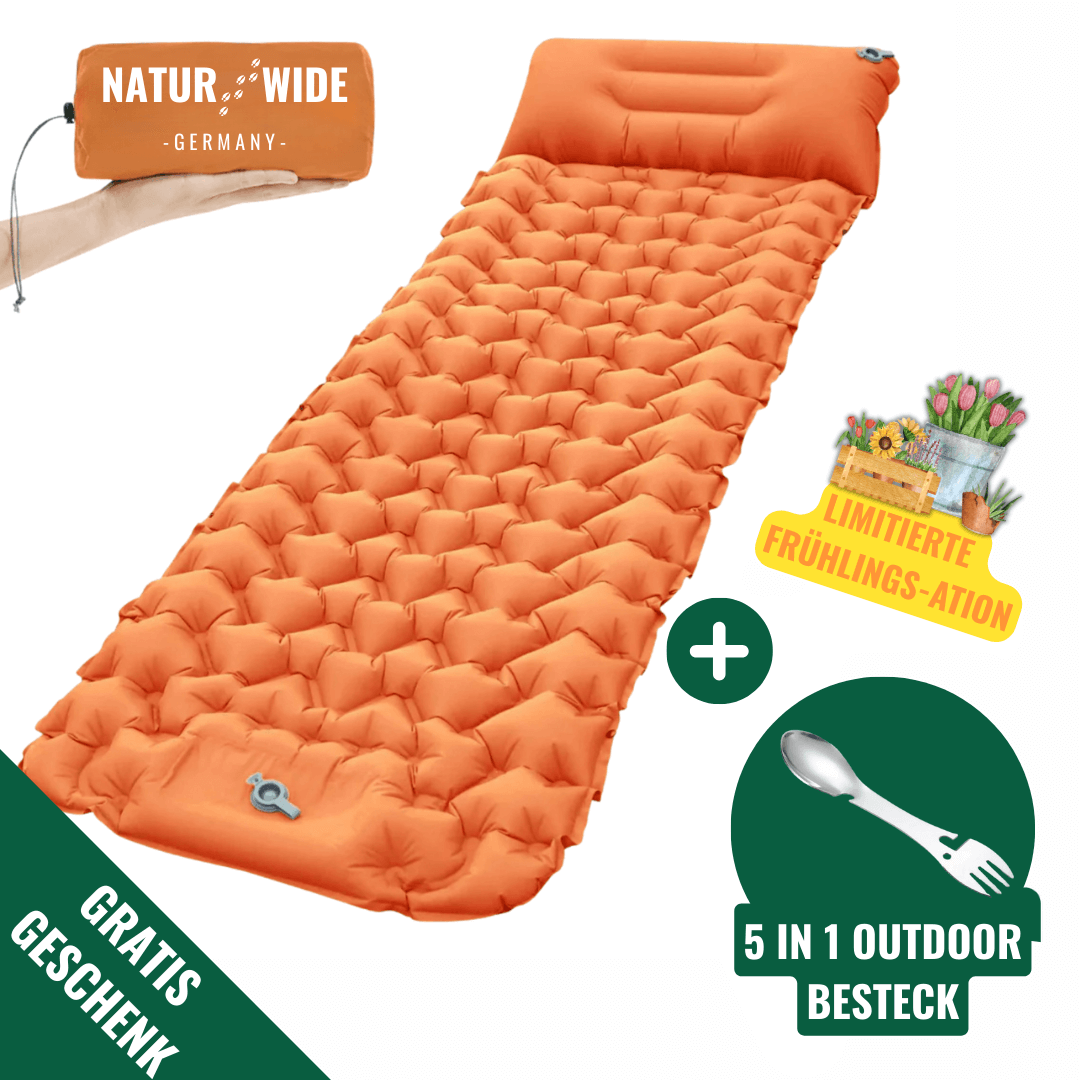 Ultraleichte kompakte Isomatte + gratis 5in1 Besteck – Ideal für jedes Abenteuer unterwegs