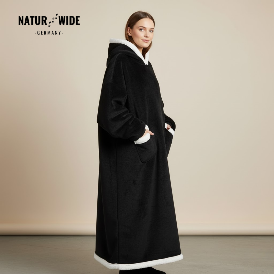 Oversize Flanell-Deckenhoodie – Tragbare Kuscheldecke mit Ärmeln & Kapuze