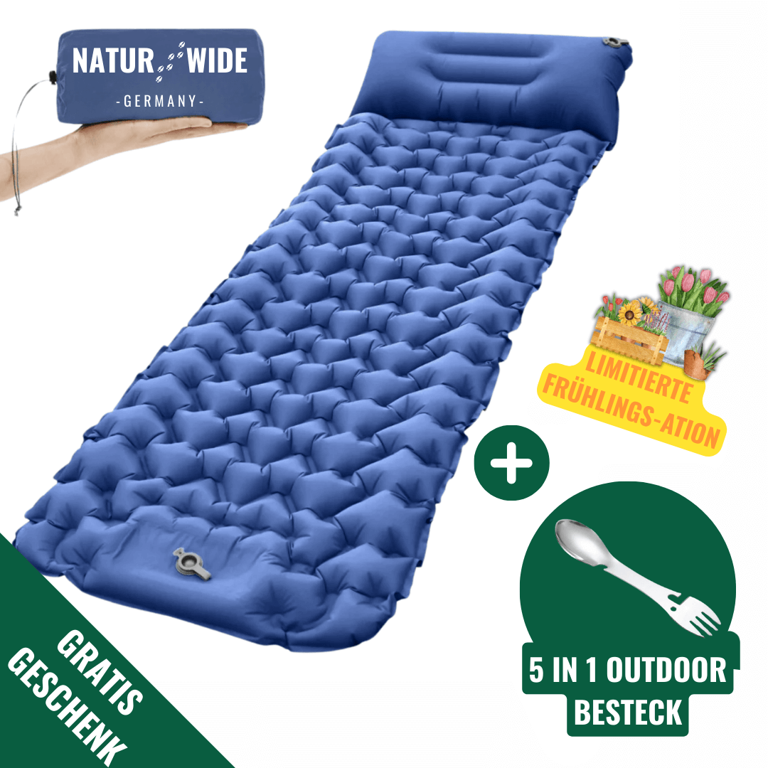 Ultraleichte kompakte Isomatte + gratis 5in1 Besteck – Ideal für jedes Abenteuer unterwegs