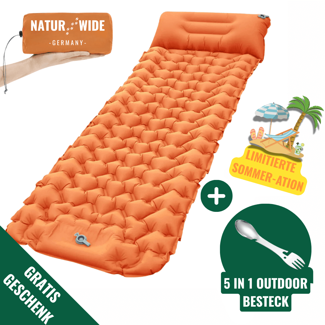 Ultraleichte kompakte Isomatte + gratis 5in1 Besteck – Ideal für jedes Abenteuer unterwegs