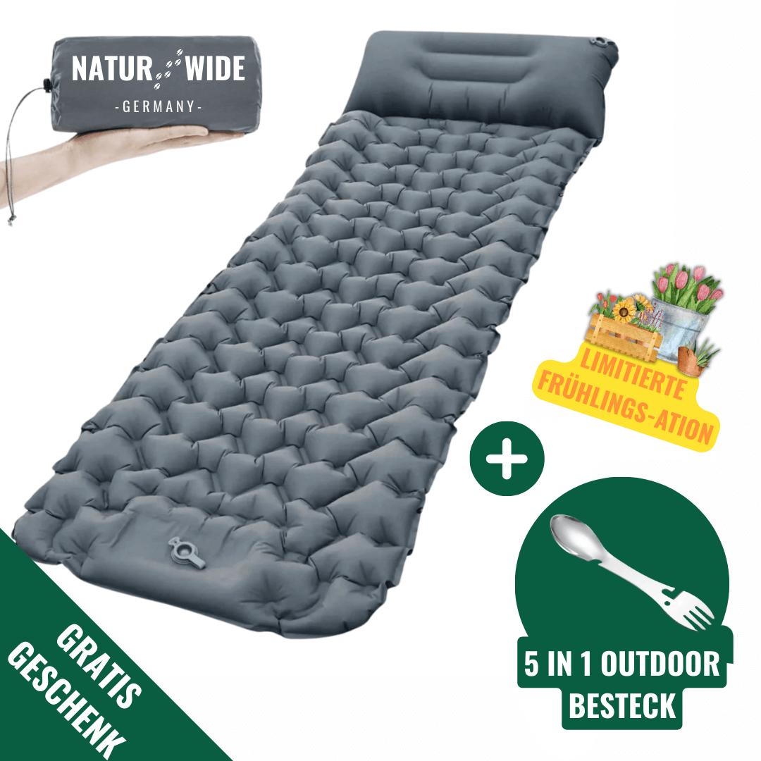 Ultraleichte kompakte Isomatte + gratis 5in1 Besteck – Ideal für jedes Abenteuer unterwegs