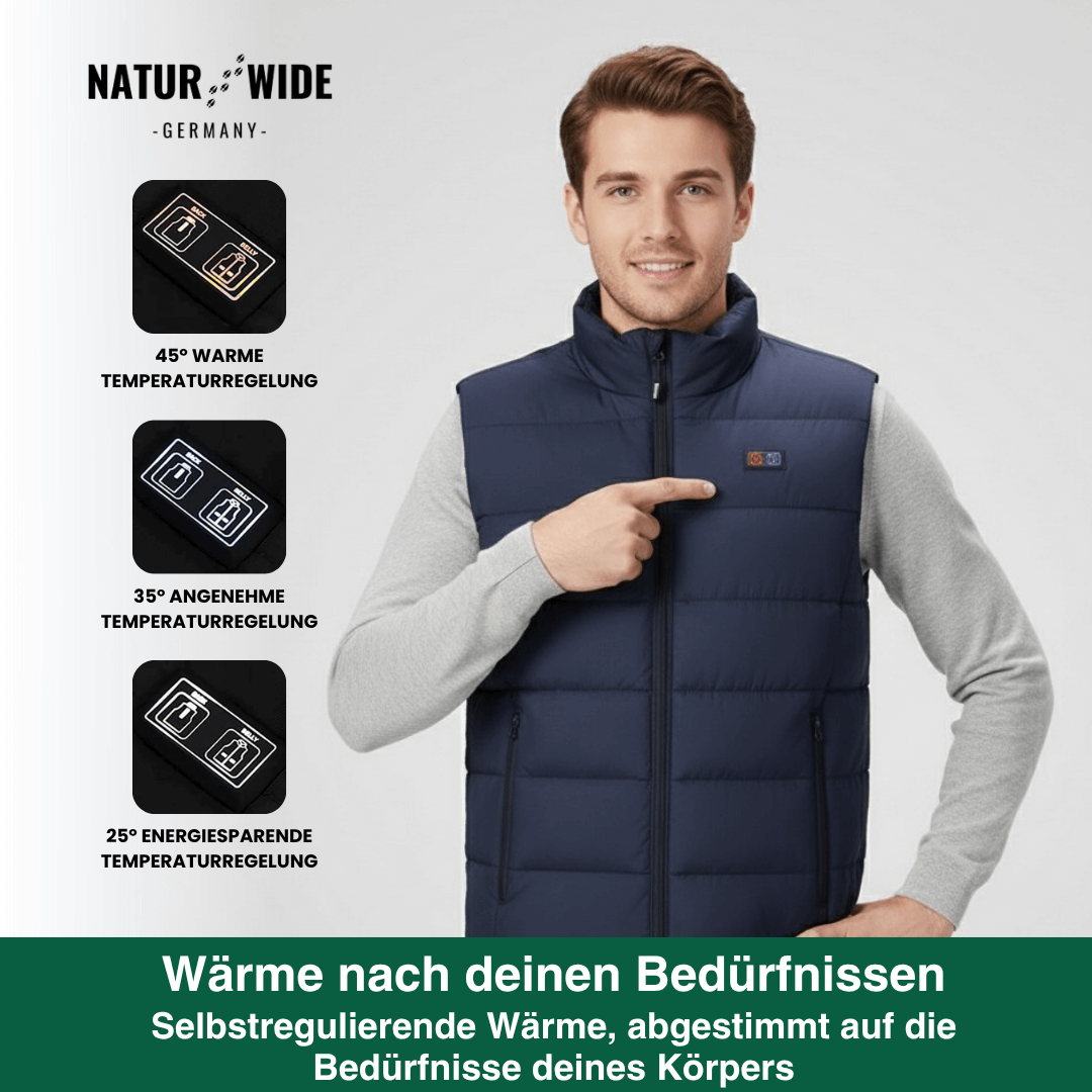 Beheizte Weste mit 9 Heiz-Zonen – Ultraleicht, USB-betrieben & ideal für Outdoor-Abenteuer