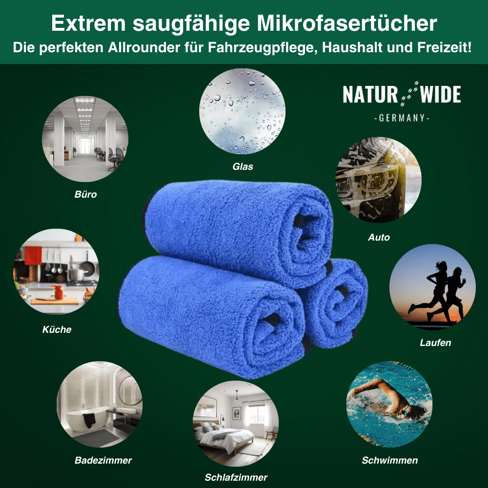 Premium Mikrofasertücher - Auto, Glas & Spiegel