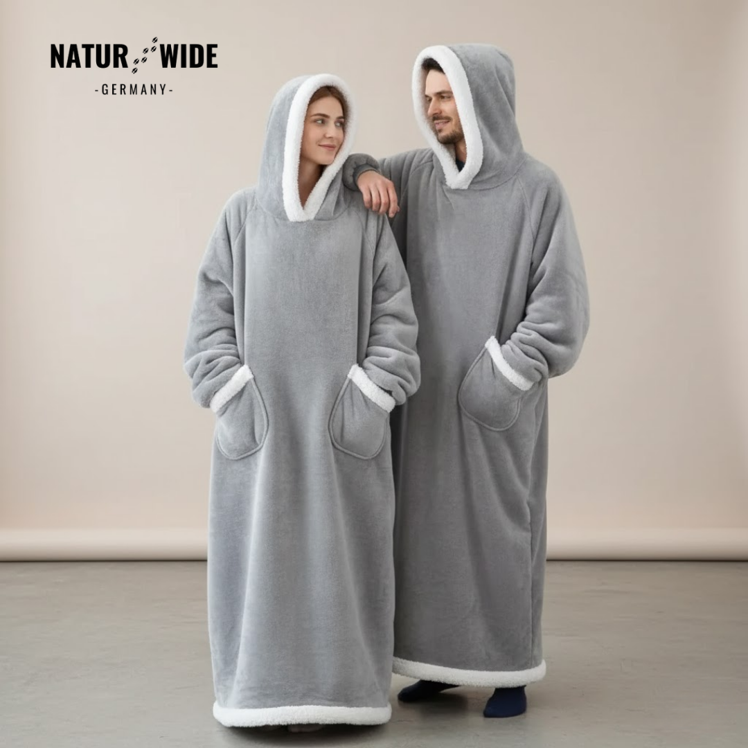Oversize Flanell-Deckenhoodie – Tragbare Kuscheldecke mit Ärmeln & Kapuze