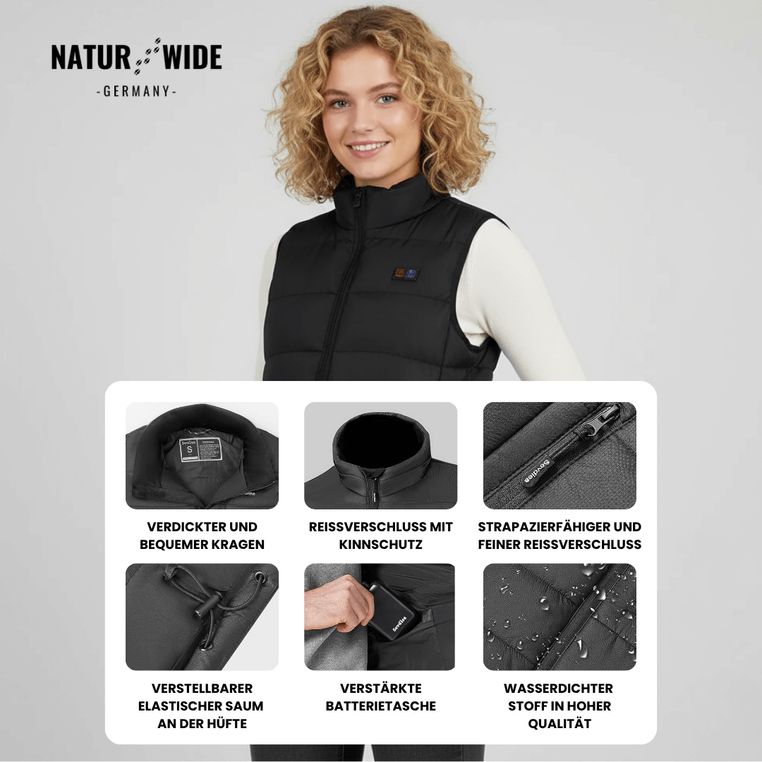 Beheizte Weste mit 9 Heiz-Zonen – Ultraleicht, USB-betrieben & ideal für Outdoor-Abenteuer