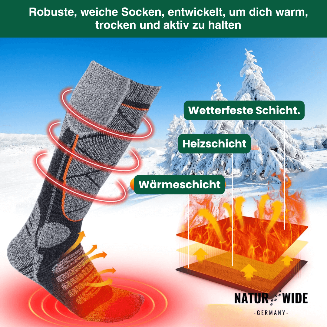 Beheizte Socken mit Akku (6000mAh) – Perfekt für Ski, Outdoor & Winter
