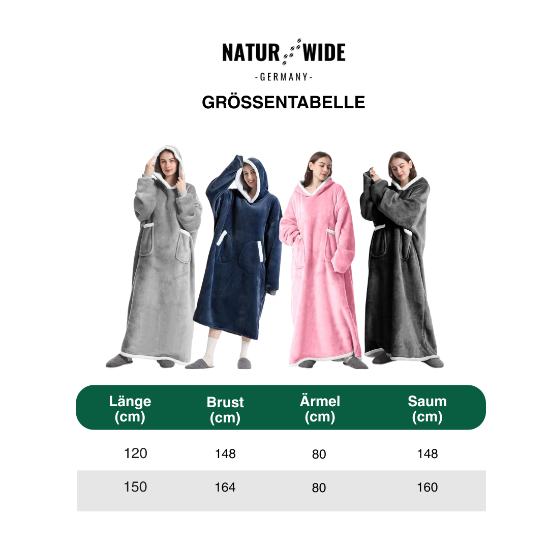 Oversize Flanell-Deckenhoodie – Tragbare Kuscheldecke mit Ärmeln & Kapuze