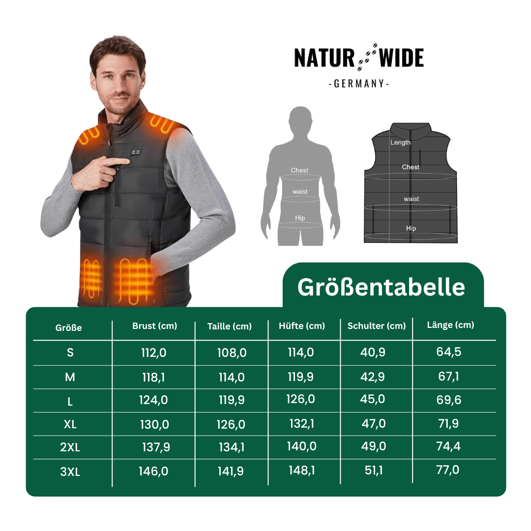 Beheizte Weste mit 9 Heiz-Zonen – Ultraleicht, USB-betrieben & ideal für Outdoor-Abenteuer