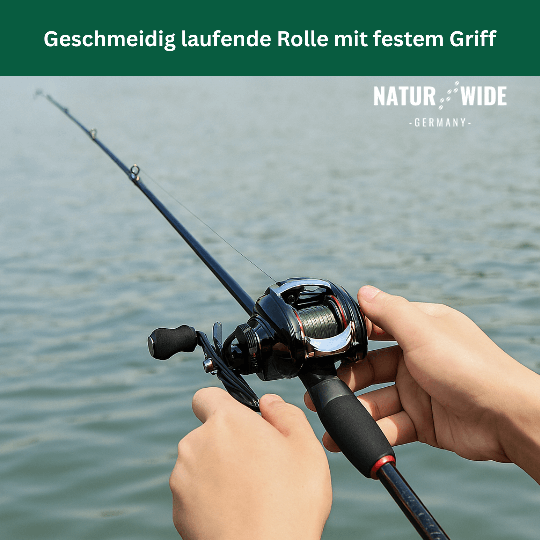 5-teiliges Angelset – Teleskoprute & Baitcaster-Rolle für Karpfen & Raubfische