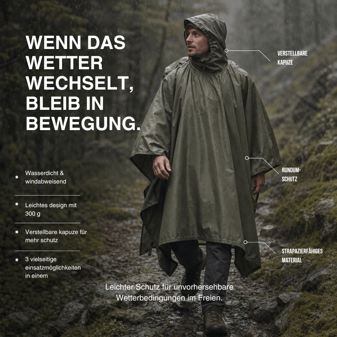3 in 1 Regenponcho – Schutz für jede Wetterlage