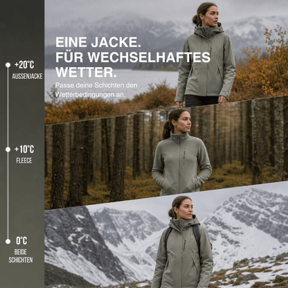 2-in-1 Ultraleichte Regenjacke & Fleecejacke für Frauen – Wind & wasserdicht