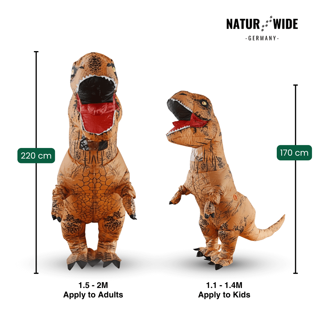 Aufblasbares T-Rex Kostüm – Dinosaurier Anzug (Erw. & Kinder)