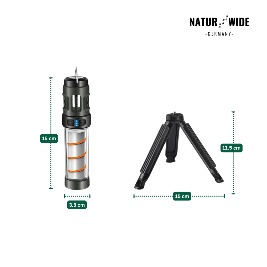 5-in-1 Campinglampe – LED-Taschenlampe & Mückenschutzlicht