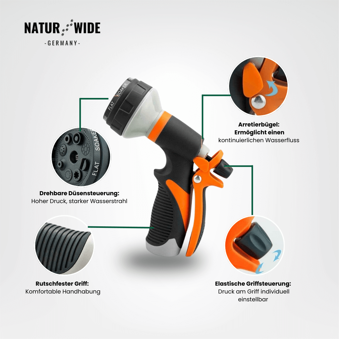 Garten-Handbrause 8-in-1 – Rutschfest & Vielseitig