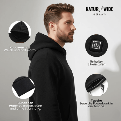 USB Beheizter Hoodie – Unisex Baumwoll-Hoodie mit Reißverschluss