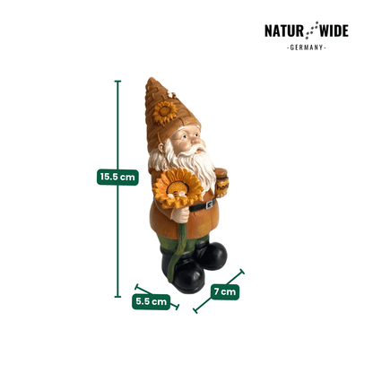 Lustiger Imker-Gartenzwerg mit Sonnenblume – Deko Figur