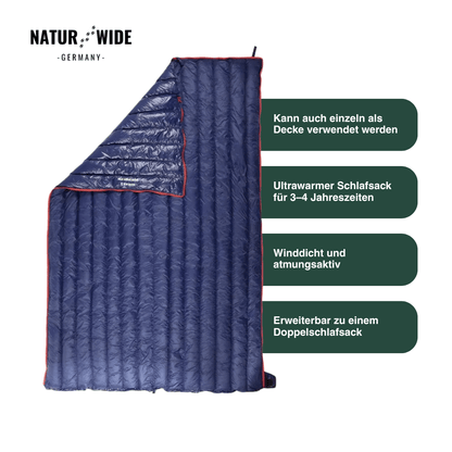 90% Gänsedaunen Schlafsack – 3-Jahreszeiten Ultraleicht Envelope-Stil