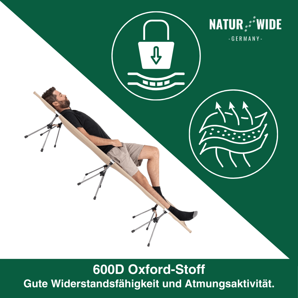 Faltbares Feldbett bis 120 kg, nur 2,2 kg – Naturwide