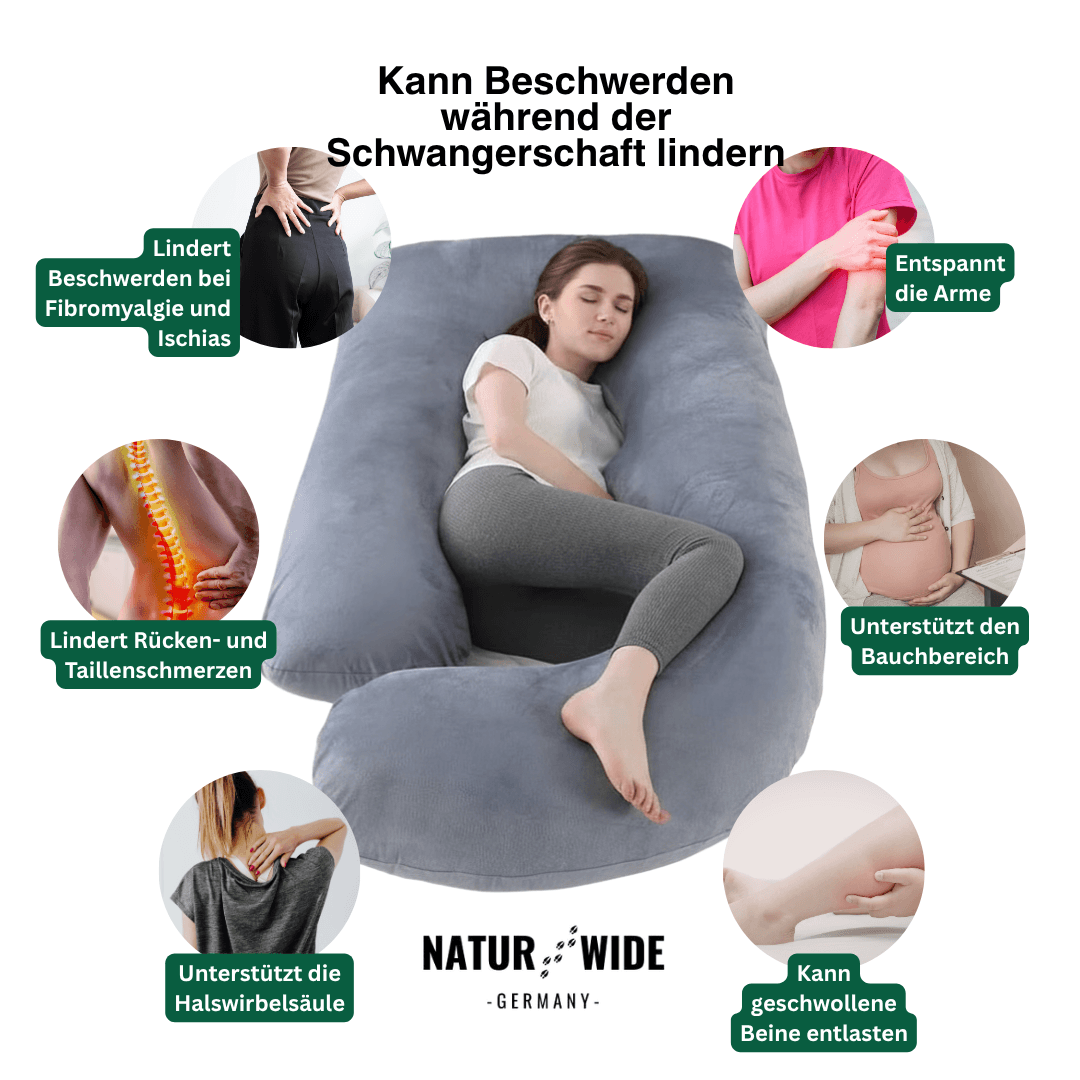 G-förmiges Ganzkörper-Schwangerschaftskissen – Memory-Foam, Baumwollbezug