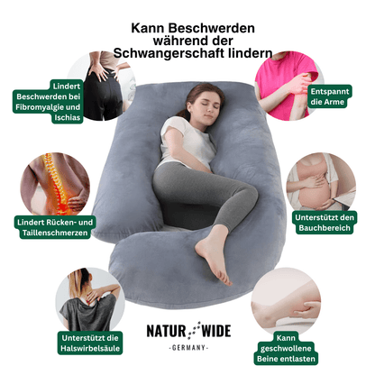 G-förmiges Ganzkörper-Schwangerschaftskissen – Memory-Foam, Baumwollbezug