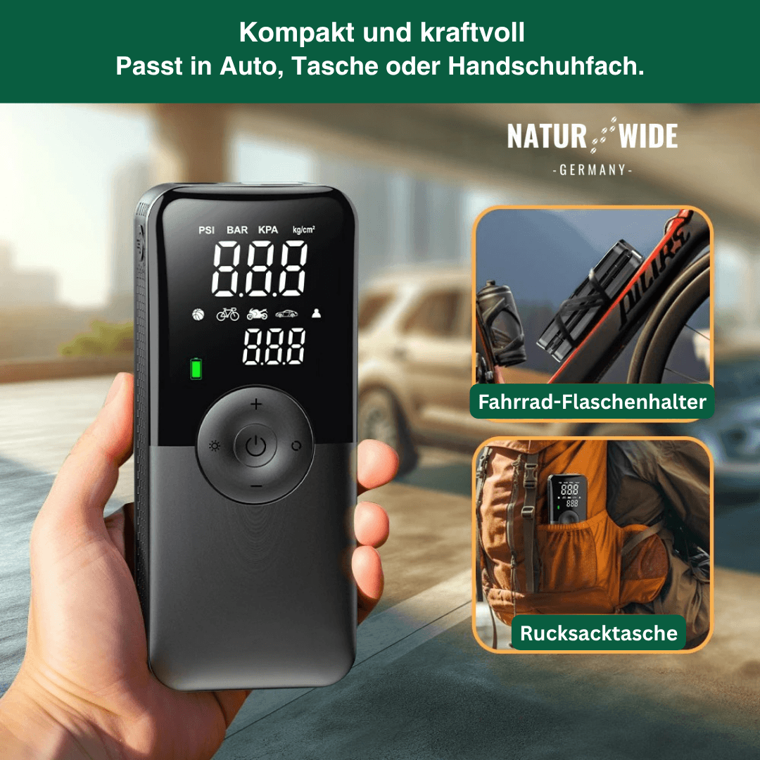 Kabelloser Reifenkompressor – Tragbarer Digitaler Luftkompressor & Powerbank