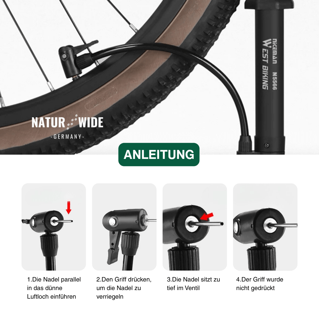 Manuelle Standfahrradpumpe & Aufblasgerät 5,5 bar