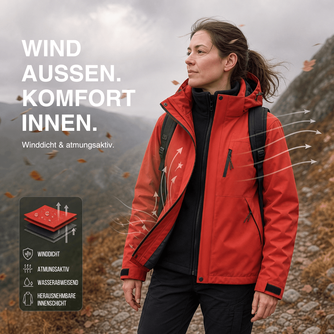 2-in-1 Ultraleichte Regenjacke & Fleecejacke für Frauen – Wind & wasserdicht