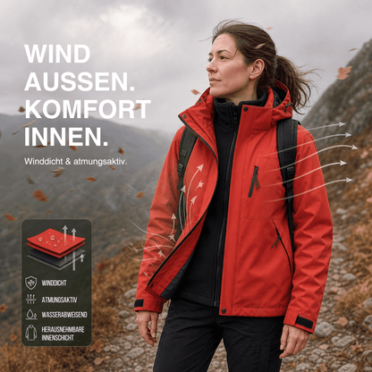 2-in-1 Ultraleichte Regenjacke & Fleecejacke für Frauen – Wind & wasserdicht