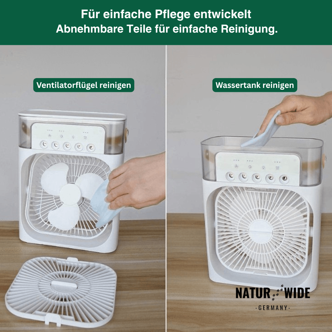 3-in-1 USB Luftkühler-Ventilator – Luftbefeuchter & 7-Farben LED-Nachtlicht
