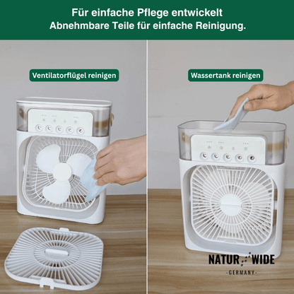 3-in-1 USB Luftkühler-Ventilator – Luftbefeuchter & 7-Farben LED-Nachtlicht