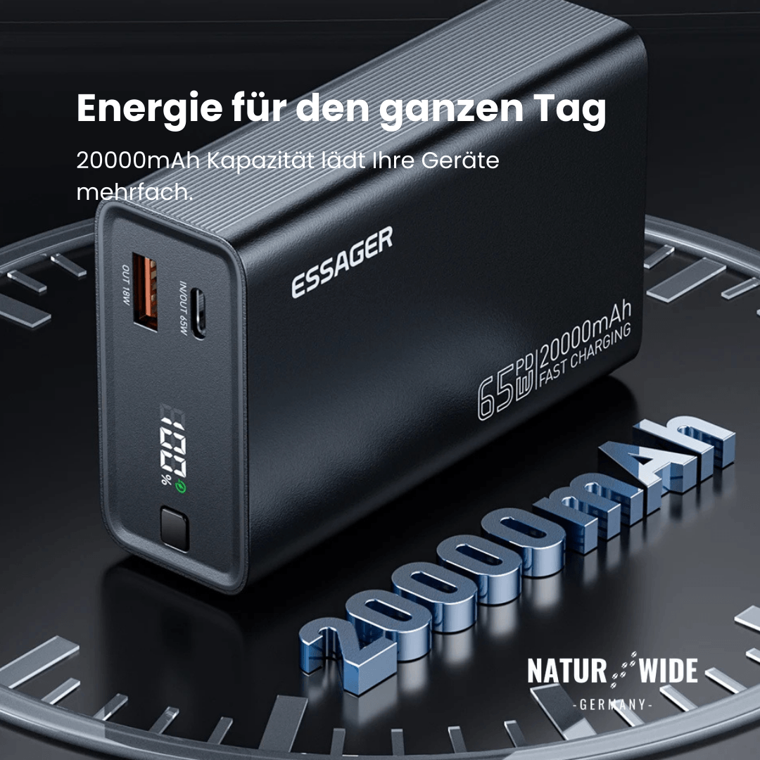 65W Schnelllade-Powerbank mit 20.000 mAh