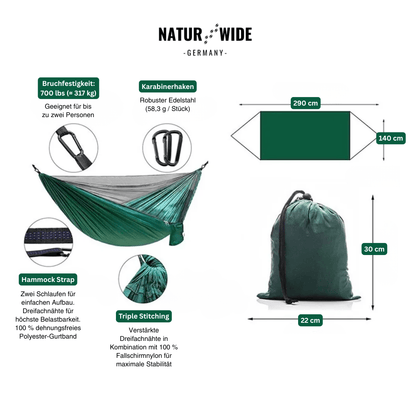 Camping-Hängematte mit Moskitonetz, Regenschutz-Tarp & Tasche