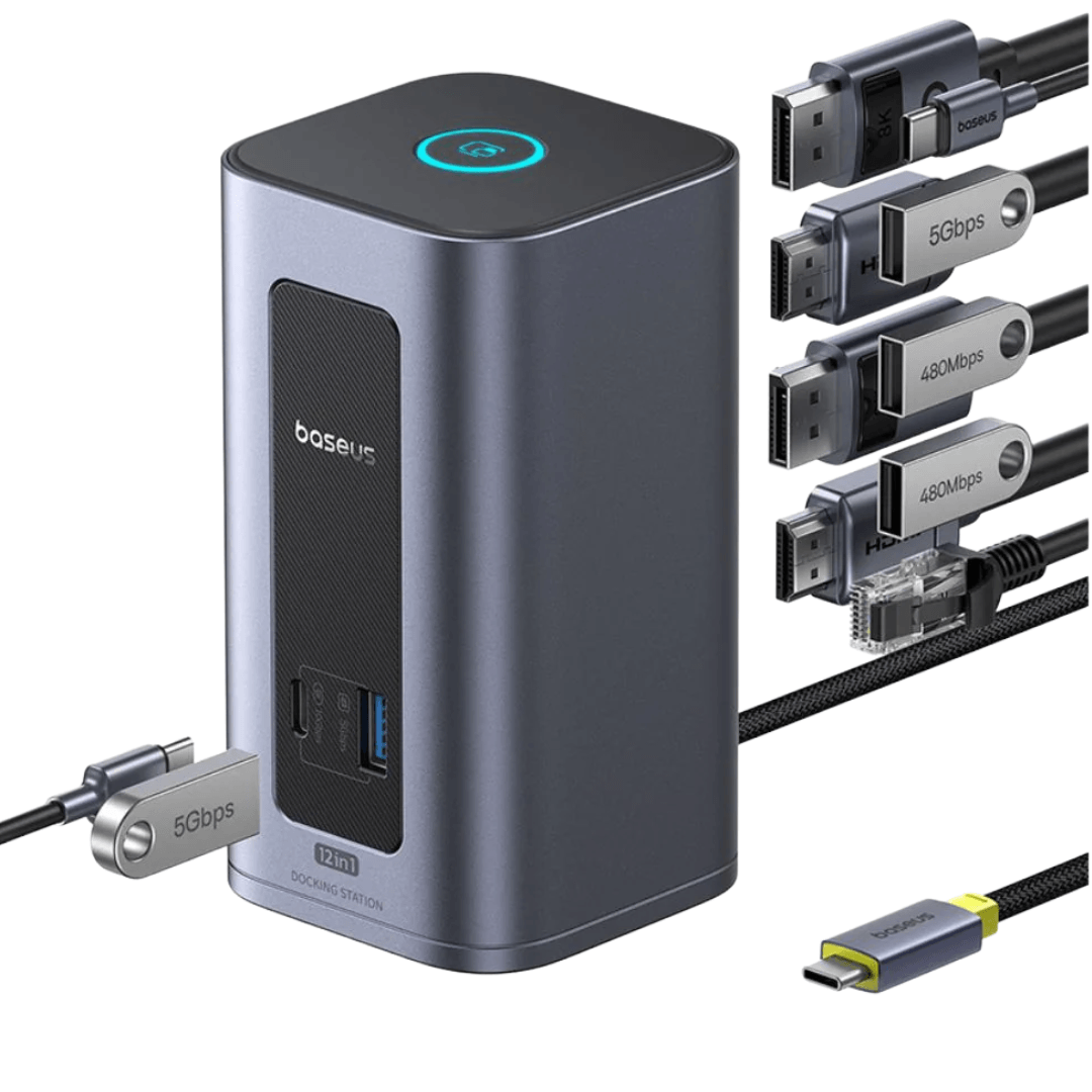 12-in-1 USB-C Hub – Doppelt 4K HDMI, 100W PD, RJ45, SD/TF
