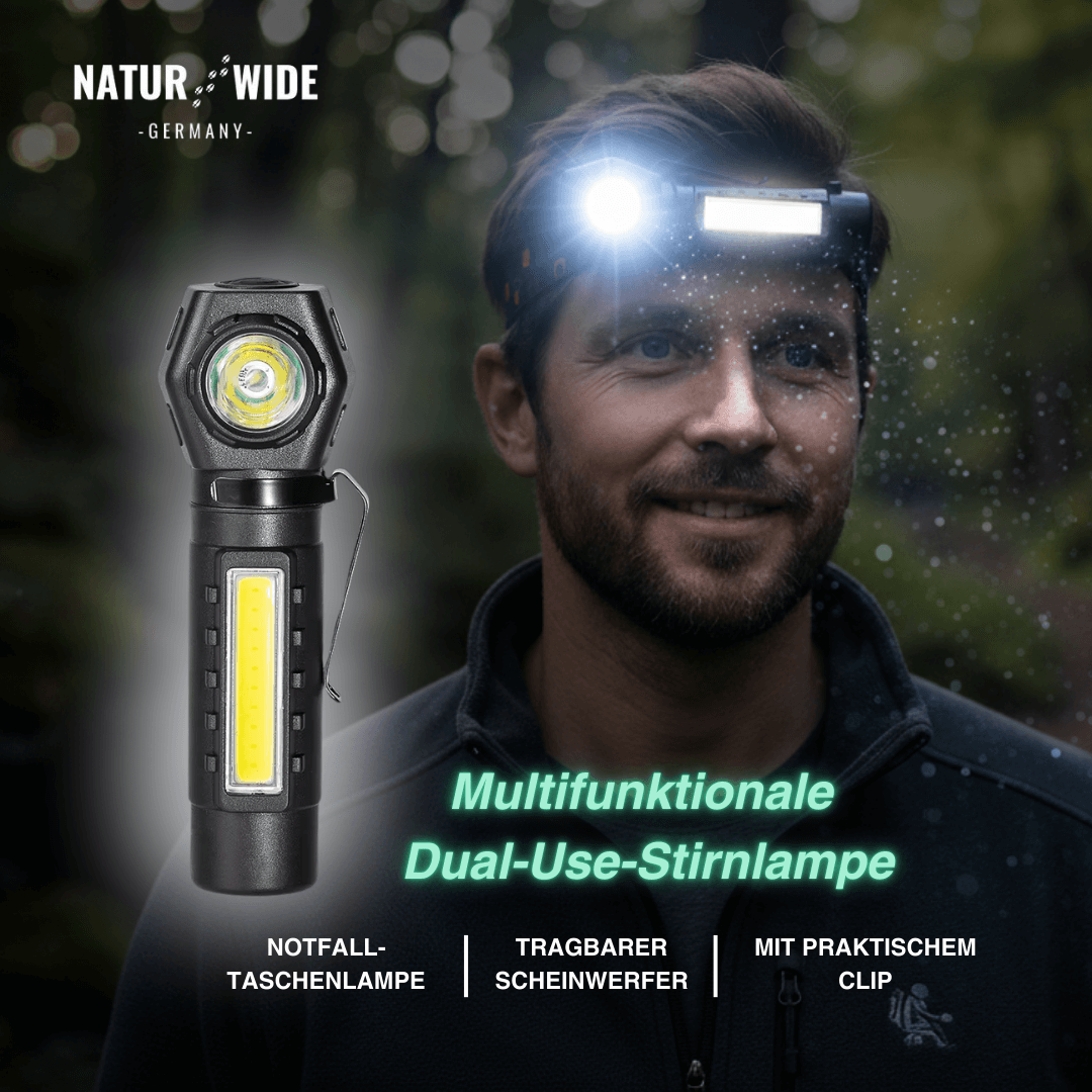 Multifunktionale 2-in-1 LED Taschenlampe & Stirnlampe