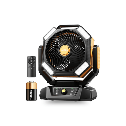20000mAh Campingventilator mit LED-Laterne – 8-Stufen Akku-Ventilator