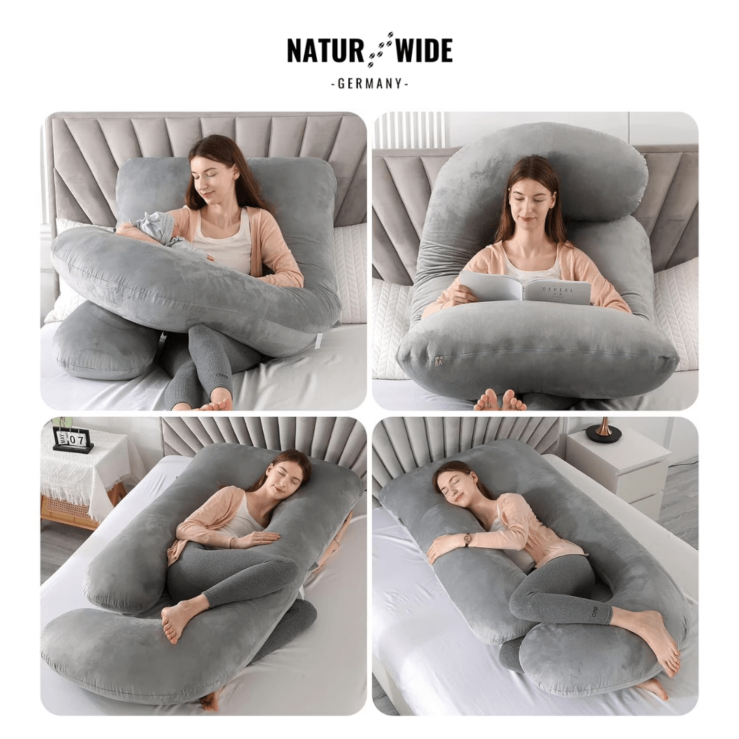 G-förmiges Ganzkörper-Schwangerschaftskissen – Memory-Foam, Baumwollbezug