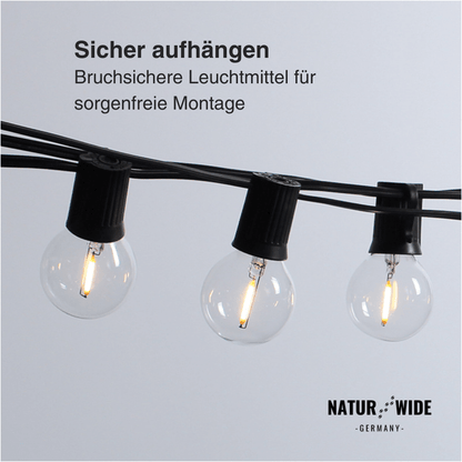G40 LED Lichterkette Außen – Wetterfest & Bruchfest (Strom)