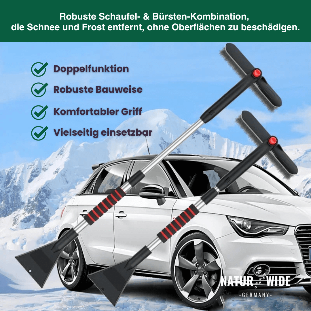 Teleskop Schneeschaufel & Eiskratzer – 2-in-1 Schneebürste