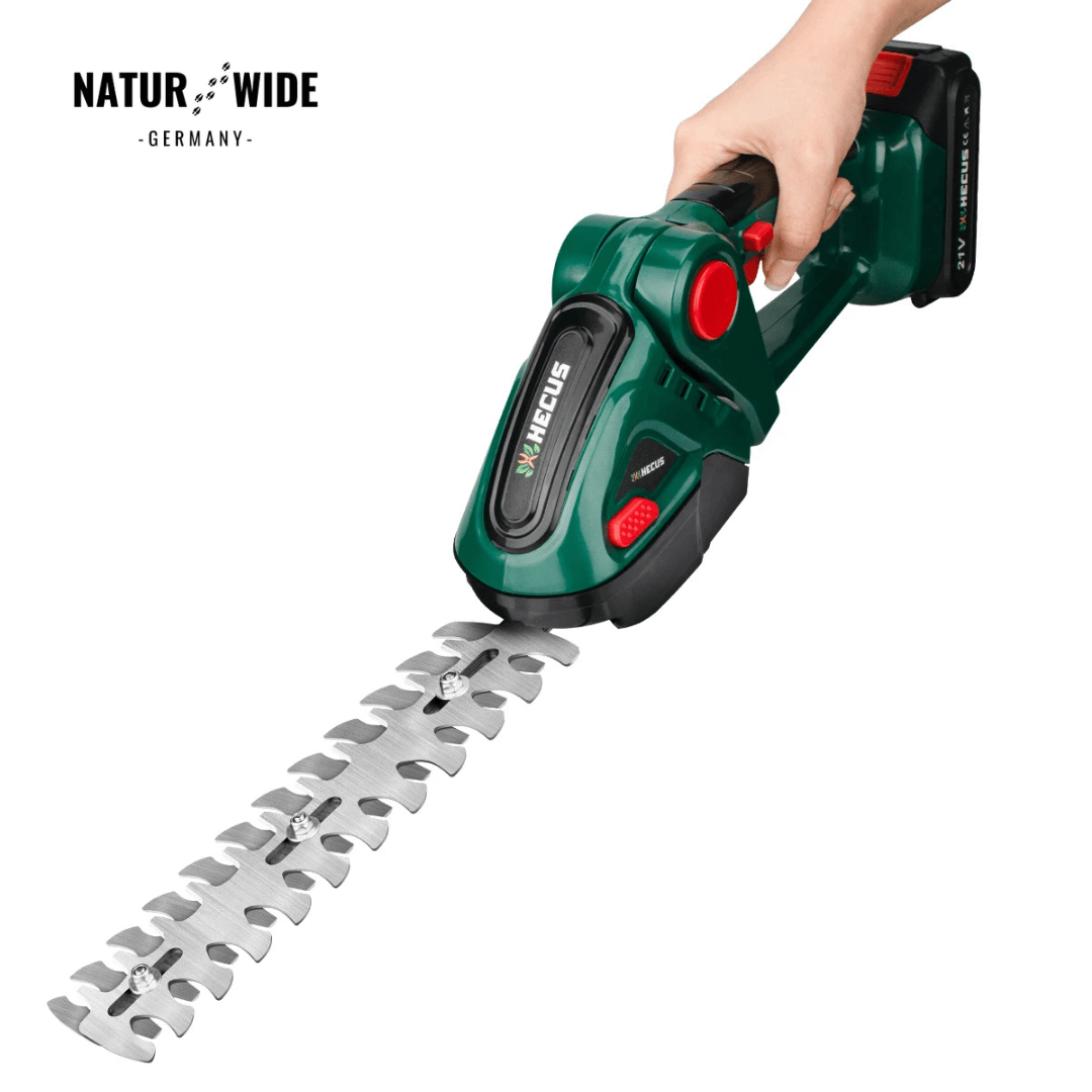 2-in-1 Akku Gras- & Strauchschere – (Verstellbar)