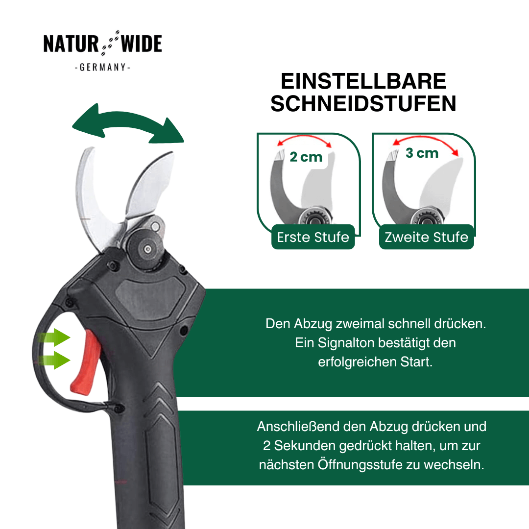 Elektrische Akku-Astschere – 30mm Schnittstärke (2 Akkus)