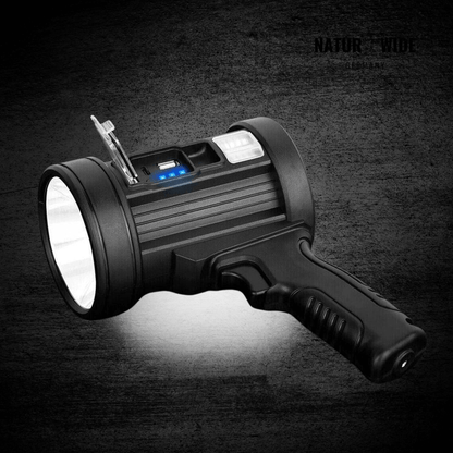 Wiederaufladbarer LED-Strahler – 900000 Lumen, Solar & USB