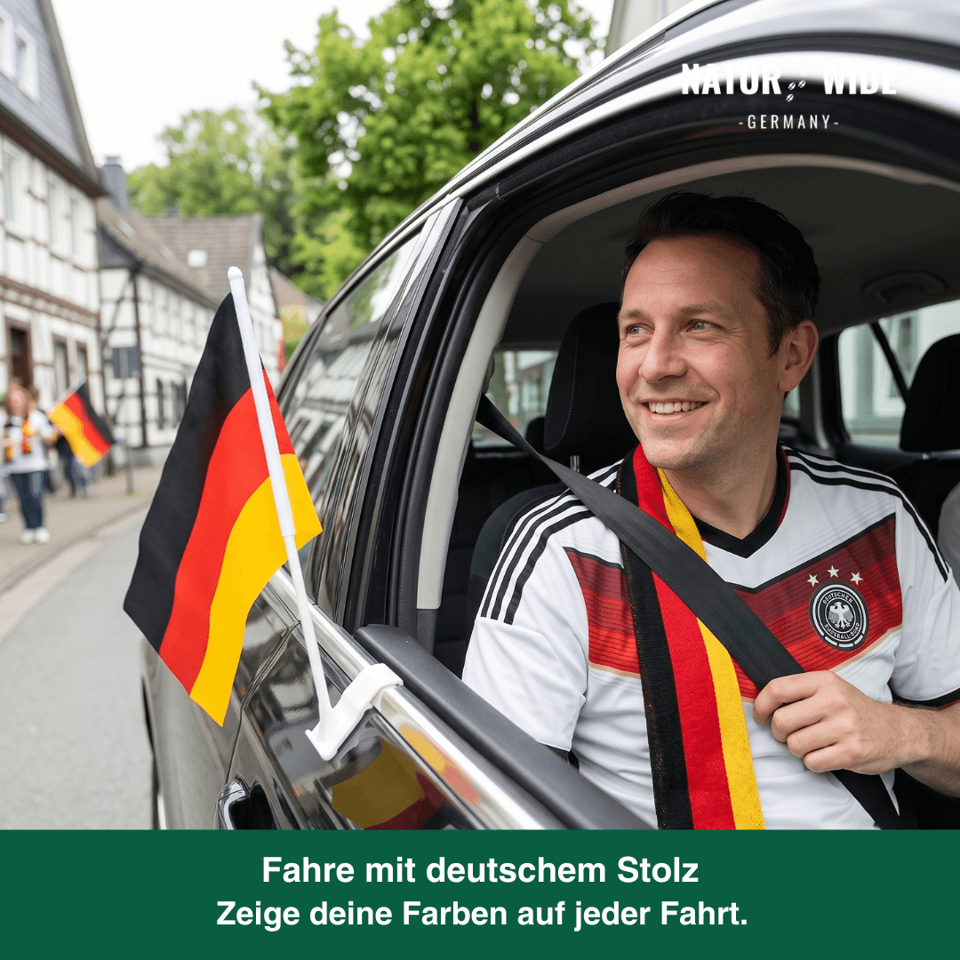 Deutschland Autoflagge 2026 – Polyester mit Kunststoffmast