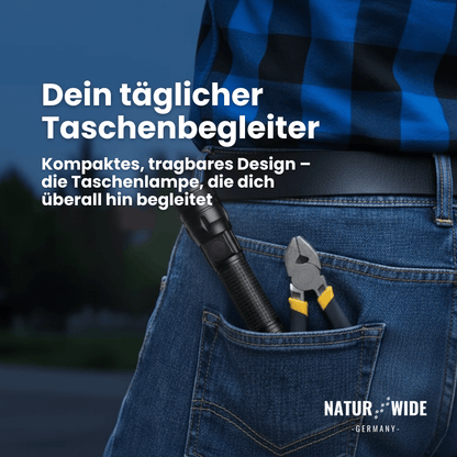 Aluminium LED Taschenlampe – Wiederaufladbar, Wasserdicht & Power-Display